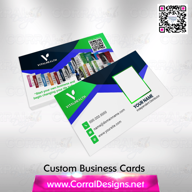 Vital Health Business Cards bluegreen photo
