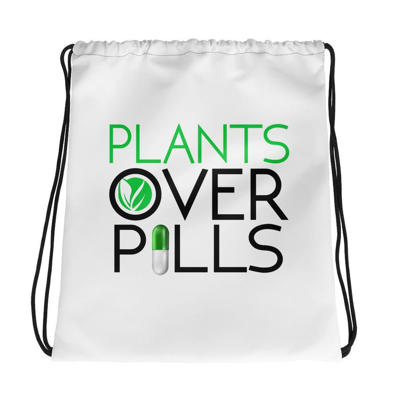 Plants Over Pills Drawstring bag