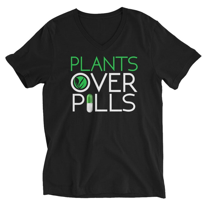 Plants Over Pills Unisex Short Sleeve V-Neck T-Shirt
