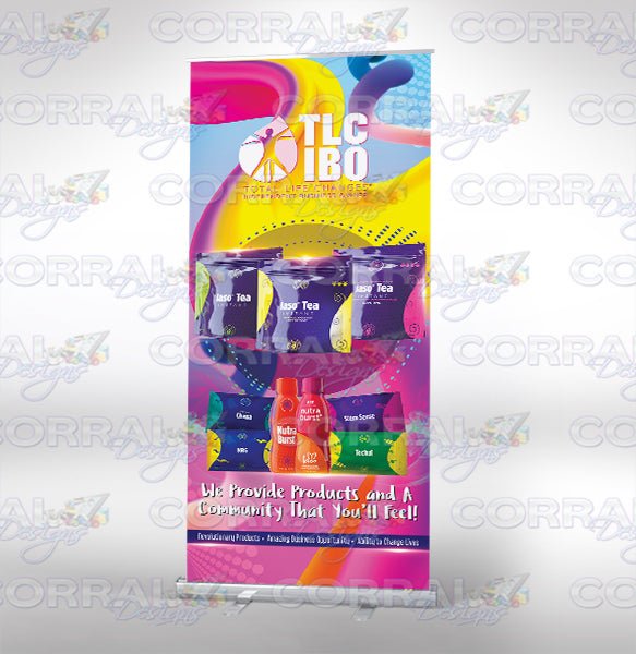 TLC Iaso Tea Pink Economy Retractable Banner